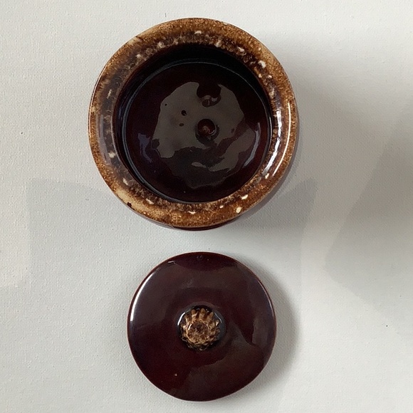 Hull oven proof USA jar w/ lid retro MCM brown drip glaze vintage pottery 1960’s - Picture 2 of 6